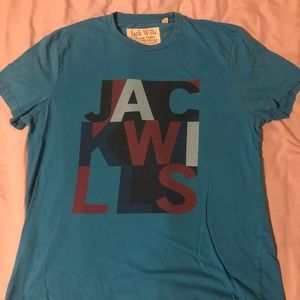 Jack Wills Block Letter T shirt Blue. Large.